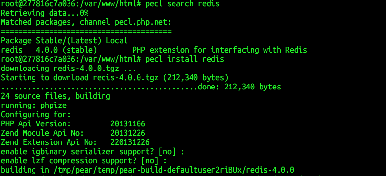 docker pecl redis